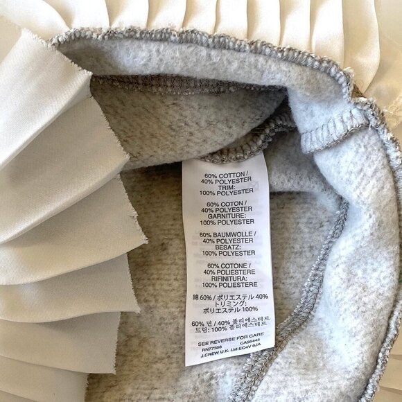 J.Crew Crewcuts Girls Size 14 Mixed Media Sweatshirt Pleated Hem 3/4 Sleeve Gray - Picture 6 of 10